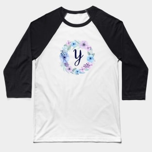 Floral Monogram Y Icy Winter Blossoms Baseball T-Shirt